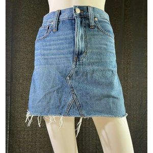 Rigid Denim A-Line Womens Mini Skirt Jean In Lovell Wash Zip 100% CottonSize 23